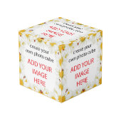 白いデイジーとレディーバグのフレーム画像を追加 フォトキューブ (正面アングル)