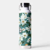 白いデイジーと蝶 ウォーターボトル (正面)