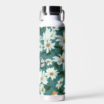 白いデイジーと蝶