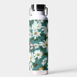 白いデイジーと蝶 ウォーターボトル