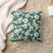 白いデイジーと蝶 クッション (ブランケット)