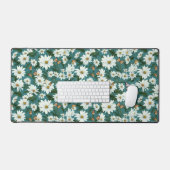 白いデイジーと蝶 デスクマット (キーボード&マウス)