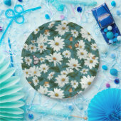 白いデイジーと蝶 ペーパープレート (パーティー)