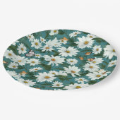 白いデイジーと蝶 ペーパープレート (アングル)