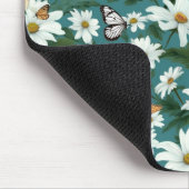 白いデイジーと蝶 マウスパッド (コーナー)