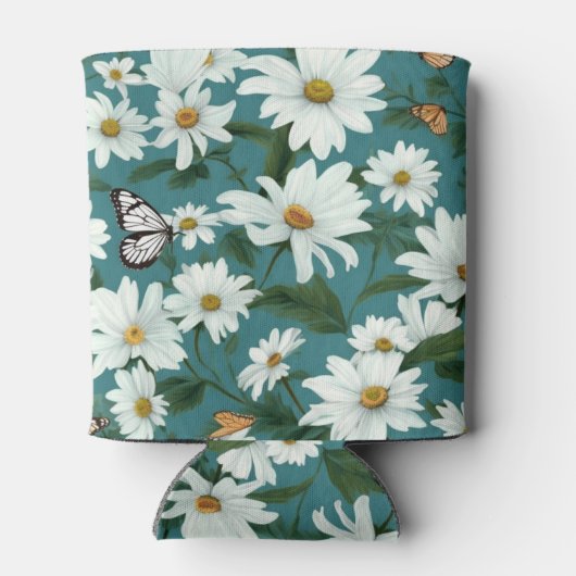 白いデイジーと蝶 缶クーラー (裏面)