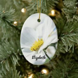 白いデイジーのウィッシュ パーソナライズド セラミックオーナメント