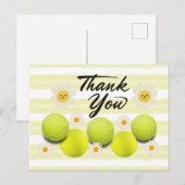 白いデイジーのテニスボールありがとう ポストカード (正面/裏面)
