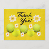 白いデイジーのテニスボール ありがとう ポストカード (正面)