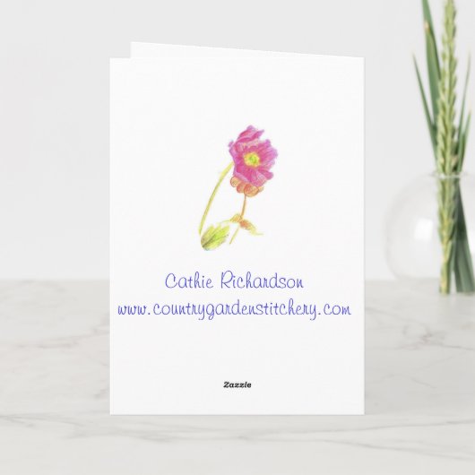 白いデイジーのハッピーバースデーの水彩画の花の芸術 カード (裏面)