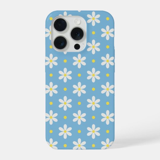白いデイジーのパターンカスタム背景 iPhoneケース (裏面)