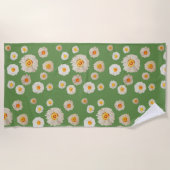 白いデイジーのビーチタオル ビーチタオル (正面)