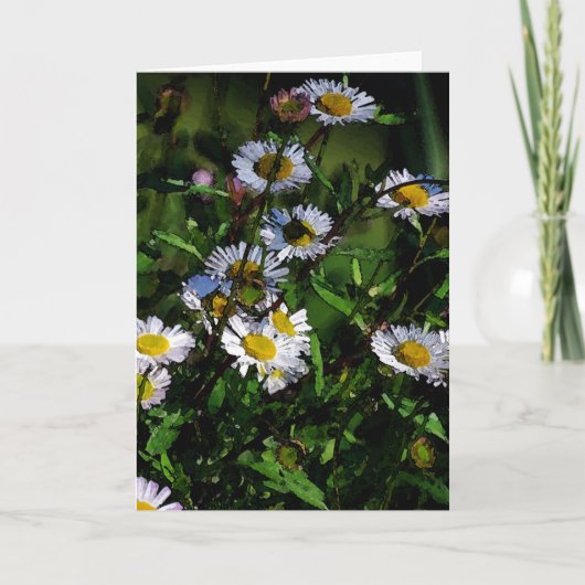 白いデイジーのブランクの挨拶状 カード (正面)