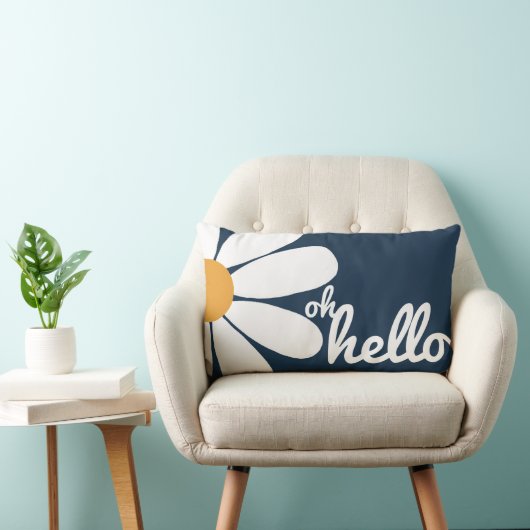 白いデイジーの可愛い玄関まくら ランバークッション (椅子)