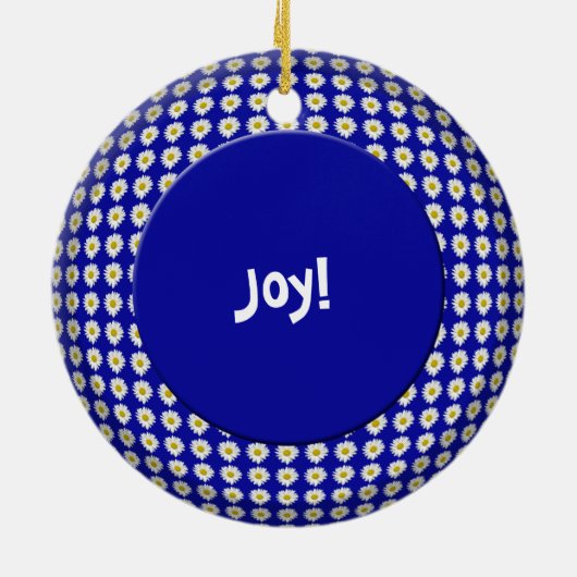 白いデイジーの喜びの円のオーナメント セラミックオーナメント (裏面)