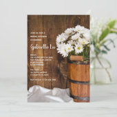 白いデイジーの木桶が飾る農村の結婚前祝賀会 招待状 (スタンド正面)