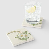 白いデイジーの石のコースター ストーンコースター (横)