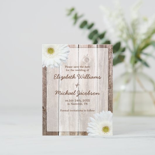 白いデイジーの素朴な納屋のセーブ・ザ・デート案内 セーブザデート (スタンド正面)