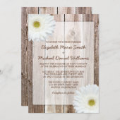 白いデイジーの素朴な納屋木結婚式招待状 招待状 (正面/裏面)