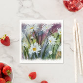 白いデイジーの花のフィールド紙ナプキン スタンダードカクテルナプキン (インサイチュ)