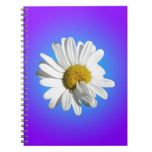 白いデイジーの花のフラワープルパーブルーグラデーション ノートブック