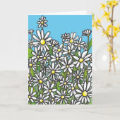 白いデイジーの花の分野 カード (黄色い花)