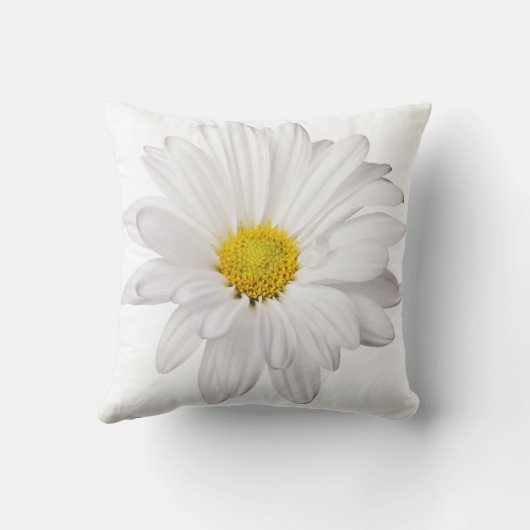 白いデイジーの花の背景によってカスタマイズデイジー クッション (裏面)