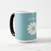 白いデイジーの花は   個人化なります モーフィングマグカップ (正面左)