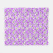 白いデイジーの花を水玉模様の背景に フリースブランケット (正面(横))