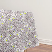 白いデイジーの花ベージュの茶色の水玉模様 テーブルクロス (インサイチュ)