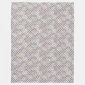 白いデイジーの花ベージュの茶色の水玉模様 フリースブランケット (正面)