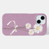 白いデイジーの花束をピンのドットに Case-Mate iPhoneケース (裏面 (横))