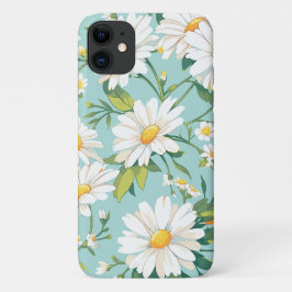 白いデイジーの花模様 iPhone 11 ケース