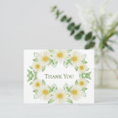 白いデイジーの花輪 水彩画 予算 ありがとうございます ポストカード (スタンド正面)