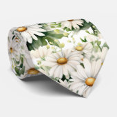 白いデイジーの花 水彩画の花 ネクタイ (ロール)