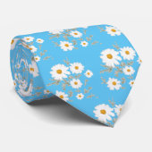 白いデイジーの花（空の青の背景） ネクタイ (ロール)
