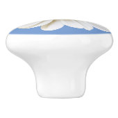 白いデイジーの花（青） セラミックノブ (側面)