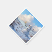 白いデイジーを持つ雪だるま スタンダードカクテルナプキン (角)