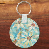 白いデイジーオンブルー キーホルダー (正面)