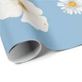 白いデイジーオンブルー ラッピングペーパー (ロールコーナー)