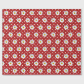 白いデイジーオン水玉模様 ラッピングペーパー (フラット)