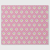 白いデイジーオン水玉模様 ラッピングペーパー (フラット)