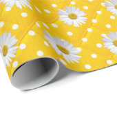 白いデイジーオン水玉模様 ラッピングペーパー (ロールコーナー)