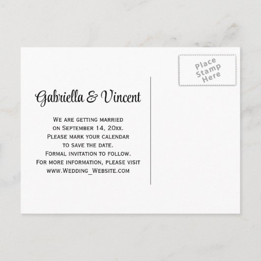 白いデイジーカウボーイブーツウェディング日付を保存 案内ポストカード (裏面)