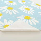 白いデイジーブルー背景シームレス シェルパブランケット (3/4)