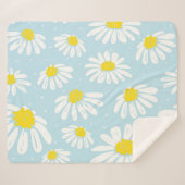 白いデイジーブルー背景シームレス シェルパブランケット (正面(横))