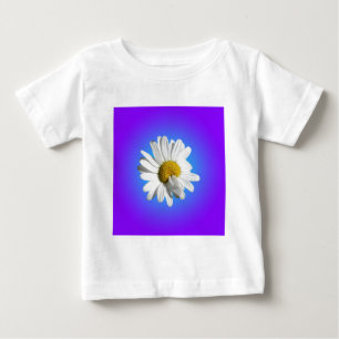 白いデイジー花フラワープルピンブルーグラデーション ベビーTシャツ