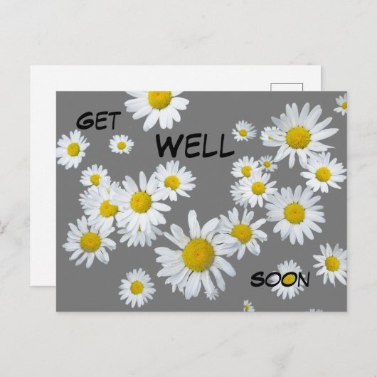 白いデイジー カスタム カラー すぐによくなってね ポストカード (正面/裏面)