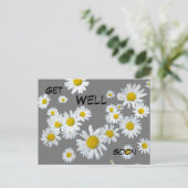 白いデイジー カスタム カラー すぐによくなります ポストカード (スタンド正面)