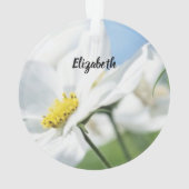 白いデイジー パーソナライズされた オーナメント (裏面)